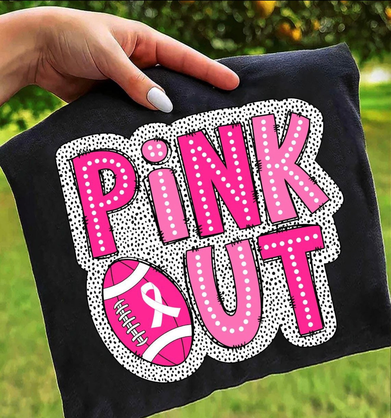 Spotted Pink Out Black Tee