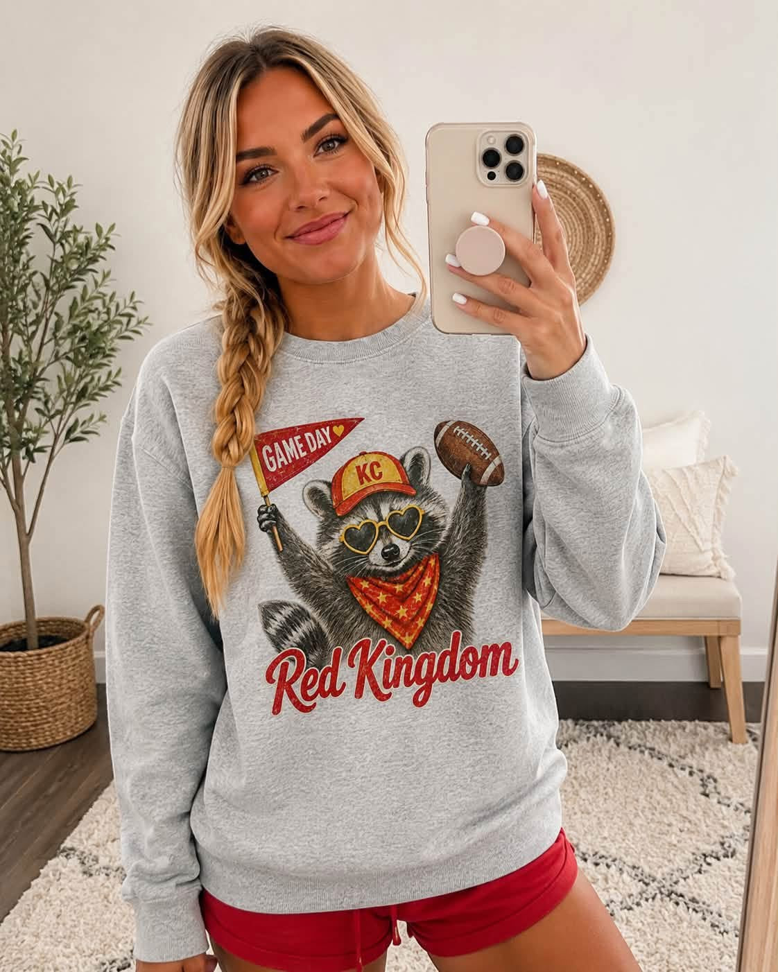 **HALFTIME DEAL** Feral Red Kingdom Raccoon Sports Grey Sweatshirt