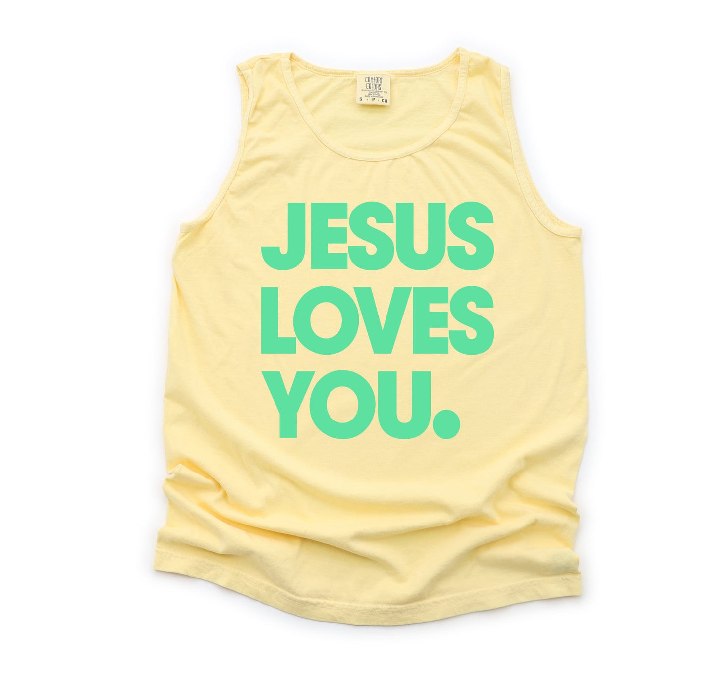 Green Jesus Loves You Banana Tank Top