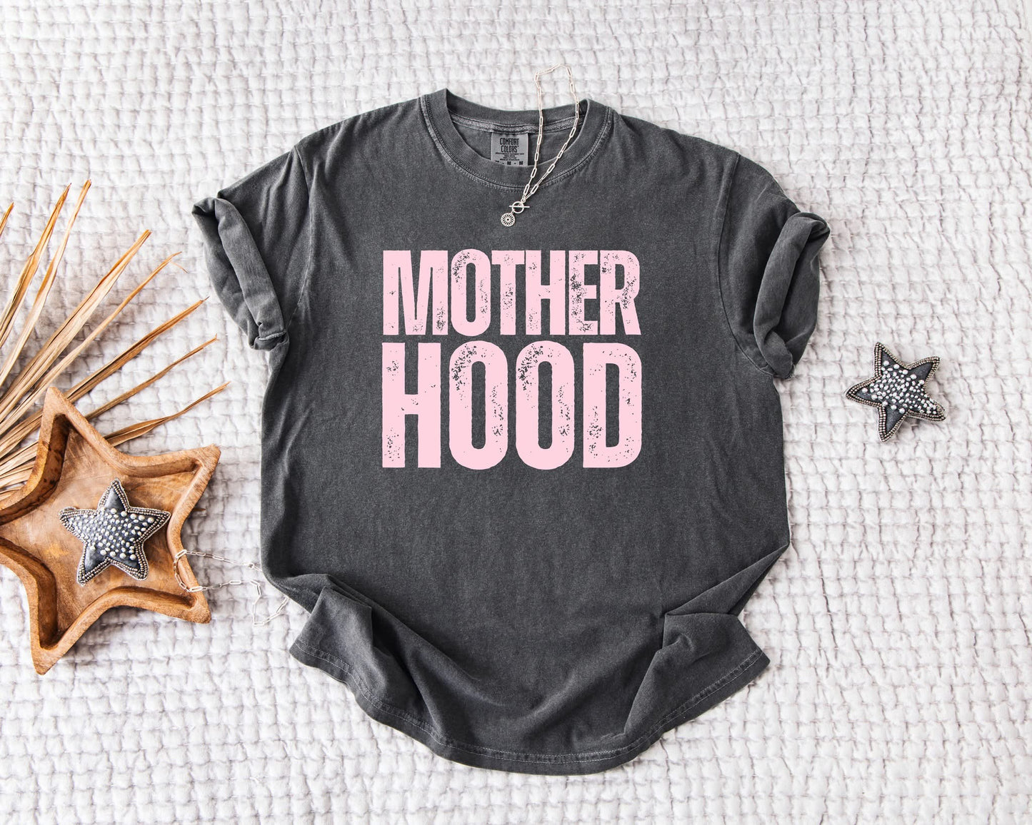 Pink Distressed Motherhood Pepper Tee