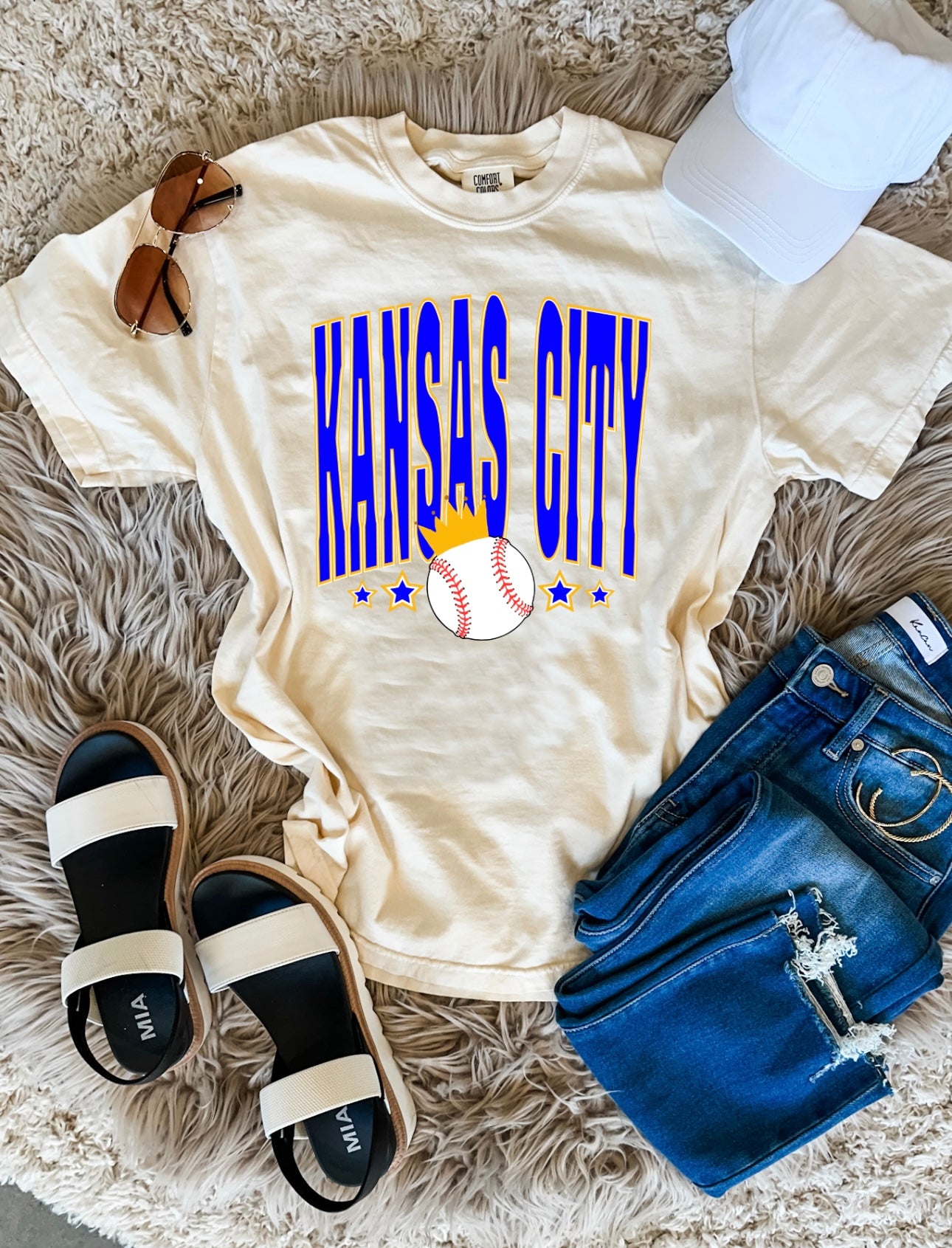 Tall Kansas City Baseball Crown Ivory Tee