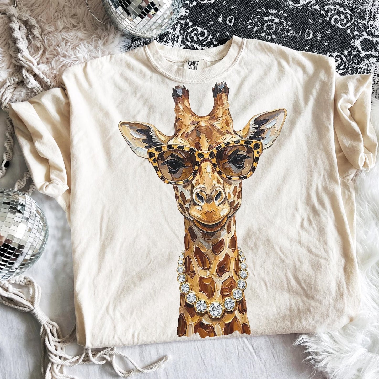 Glam Giraffe Ivory Tee