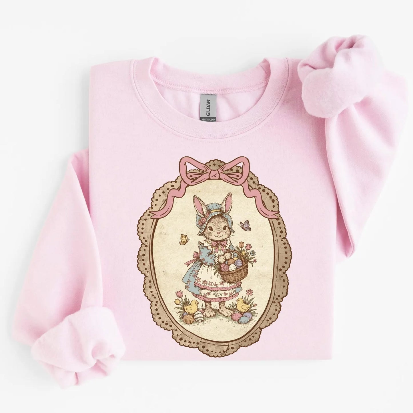 Floral Coquette Easter Bunny Light Pink Sweatshirt