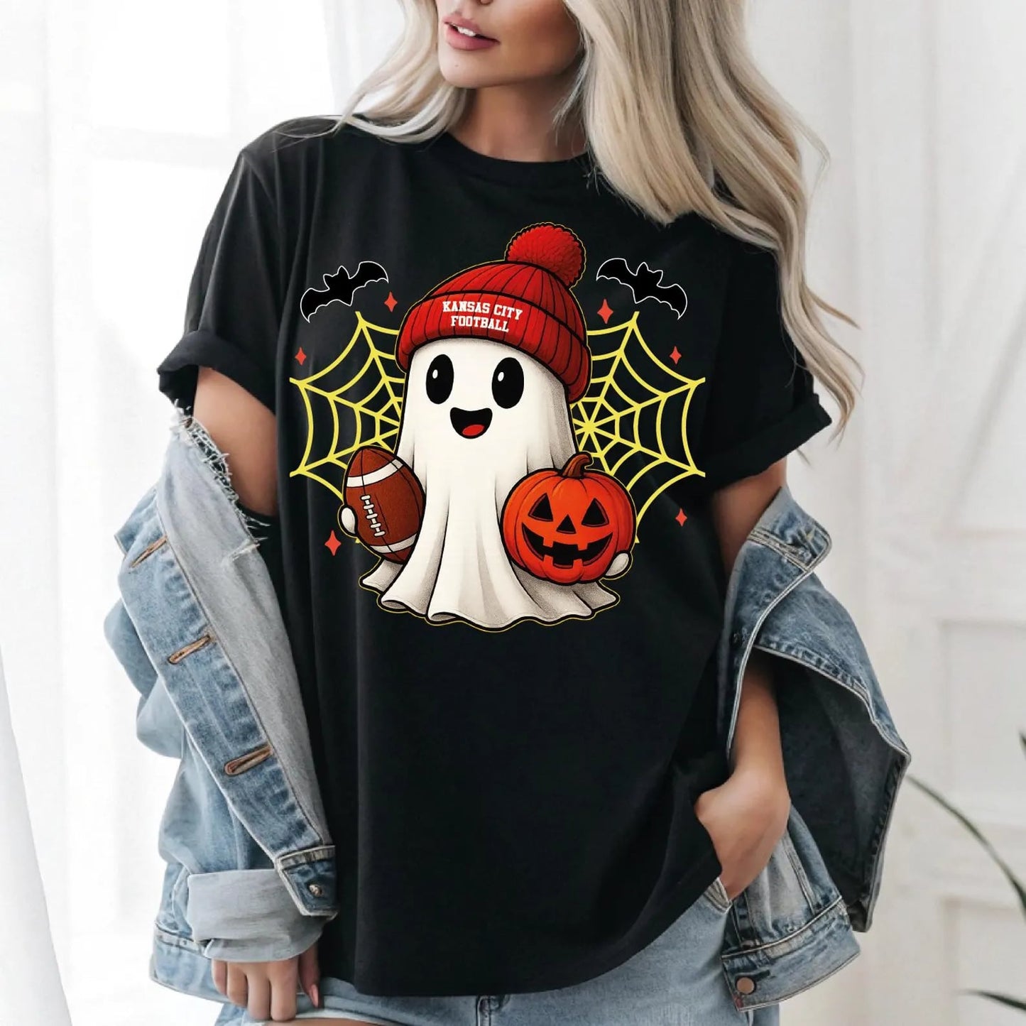 **HALFTIME DEAL** Spider Web Kansas City Ghost Black Tee