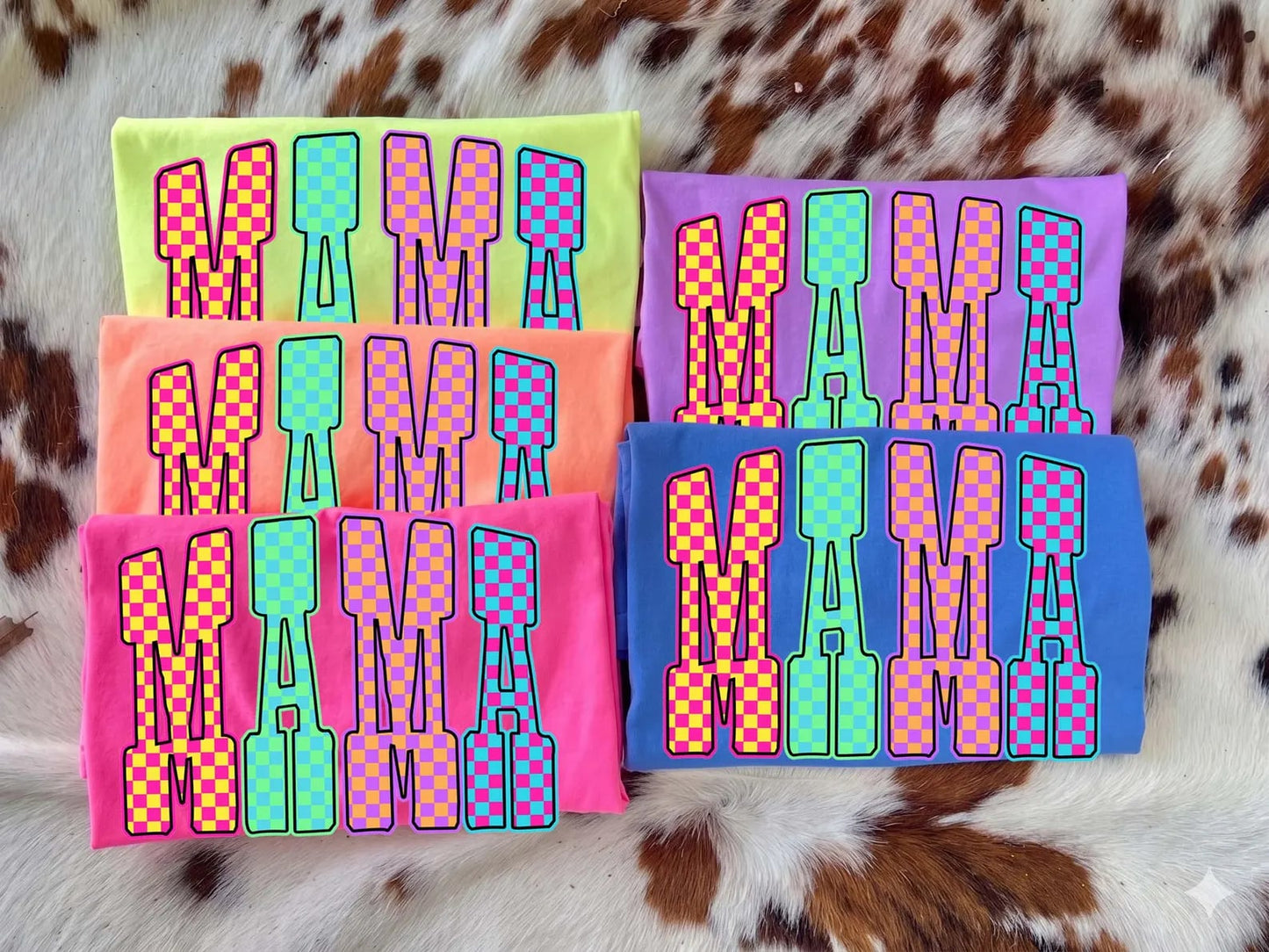 Checkered & Colorful Mama Tee
