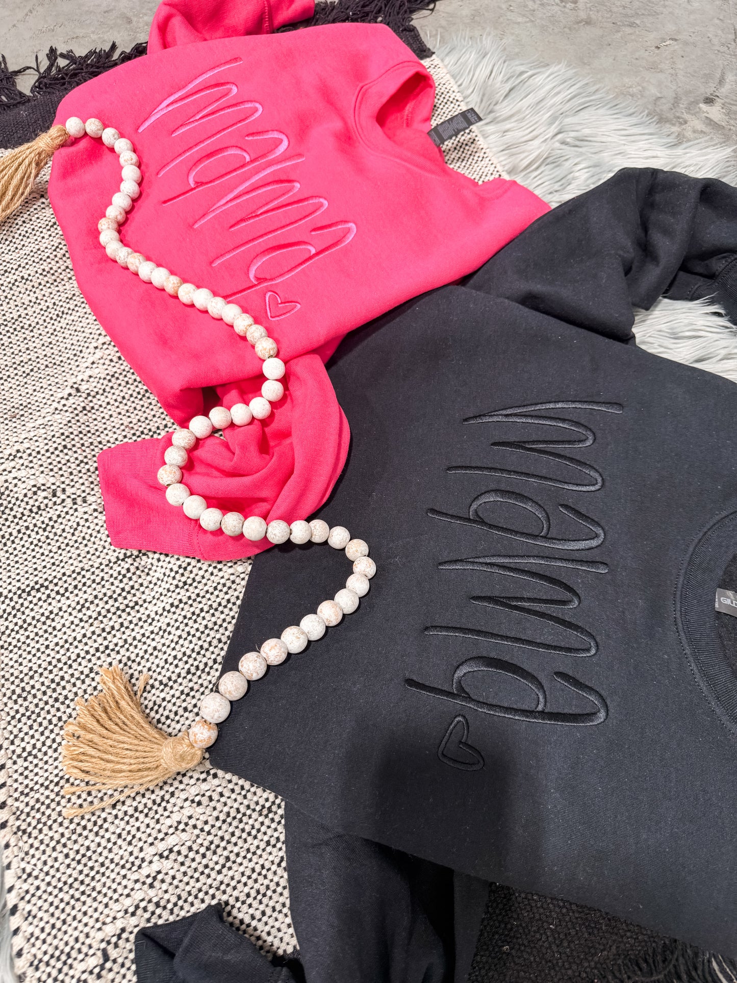 **EMBROIDERED** Mama Script Heart Sweatshirt