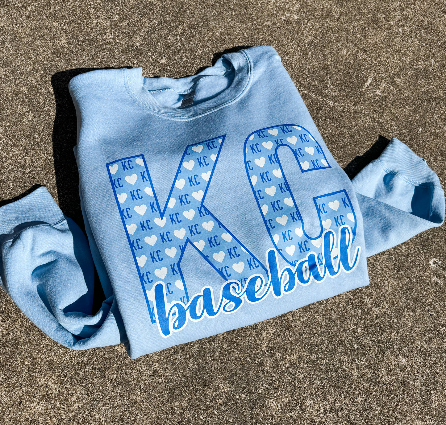 KC Heart Baseball Light Blue Sweatshirt