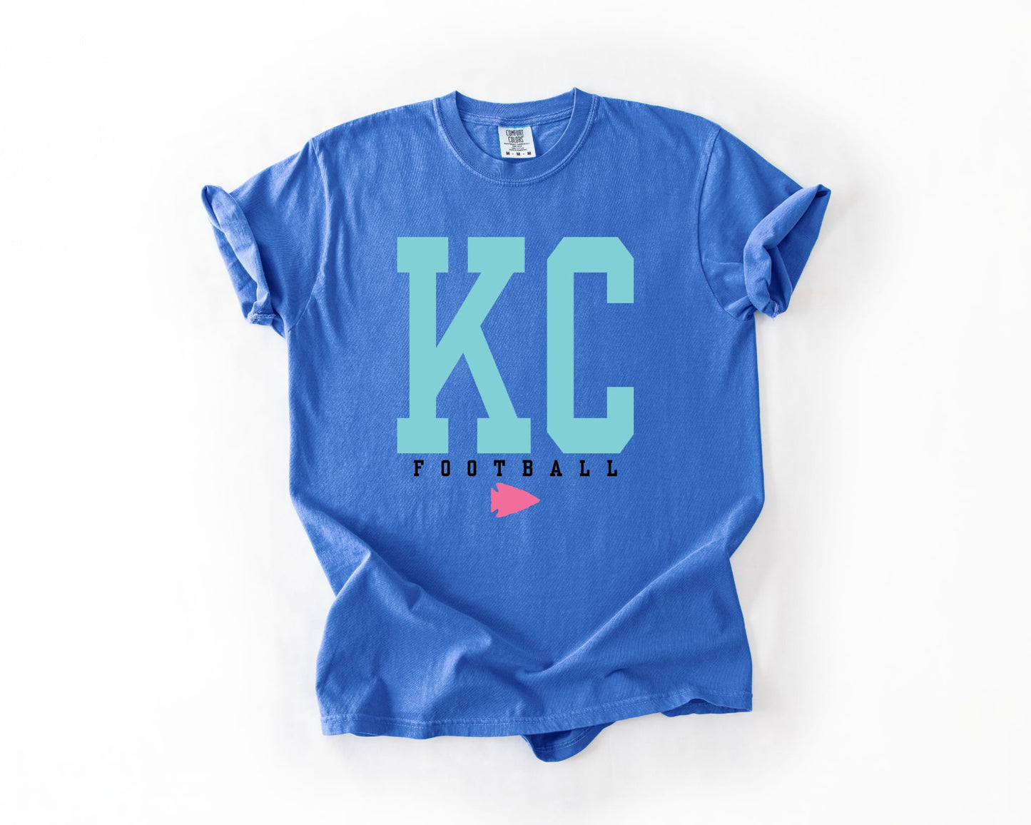 Pink Arrowhead & Teal KC Football Flo Blue Tee/Tank Option