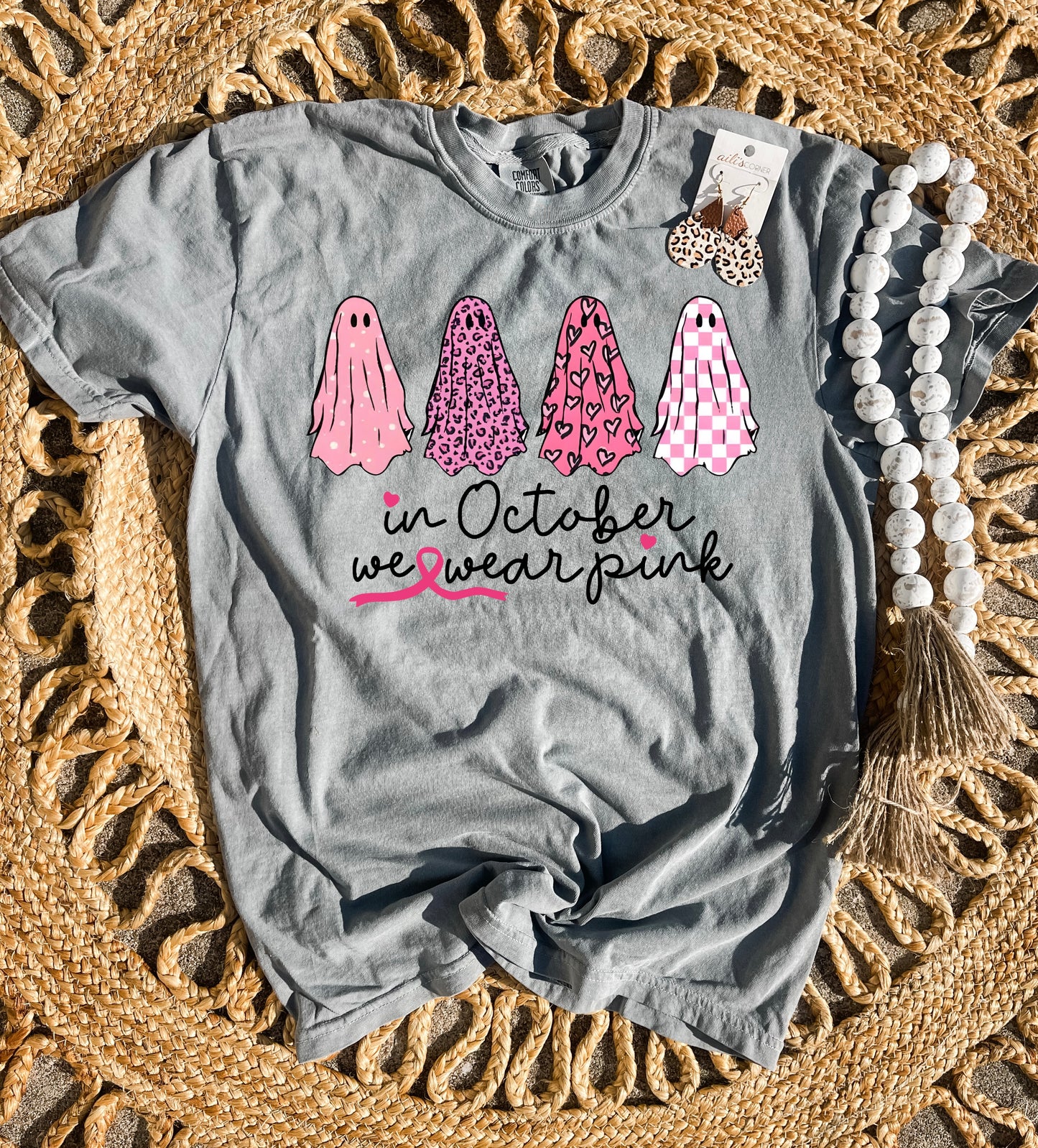 Pink October Ghost Grey Tee