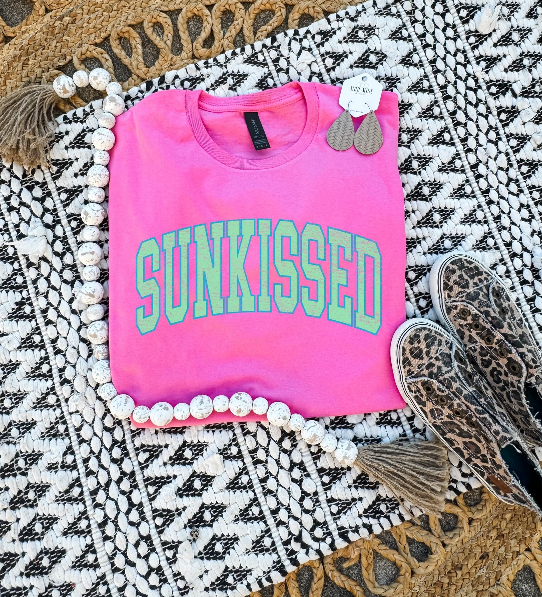 Distressed Sunkissed Hot Pink Tee