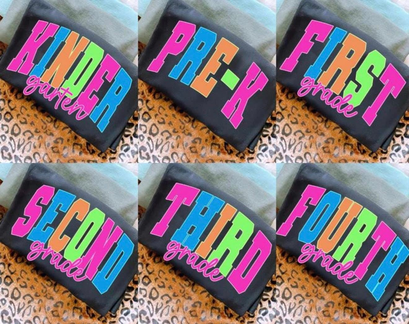**BACK TO SCHOOL** Colorful Grade Black Tee