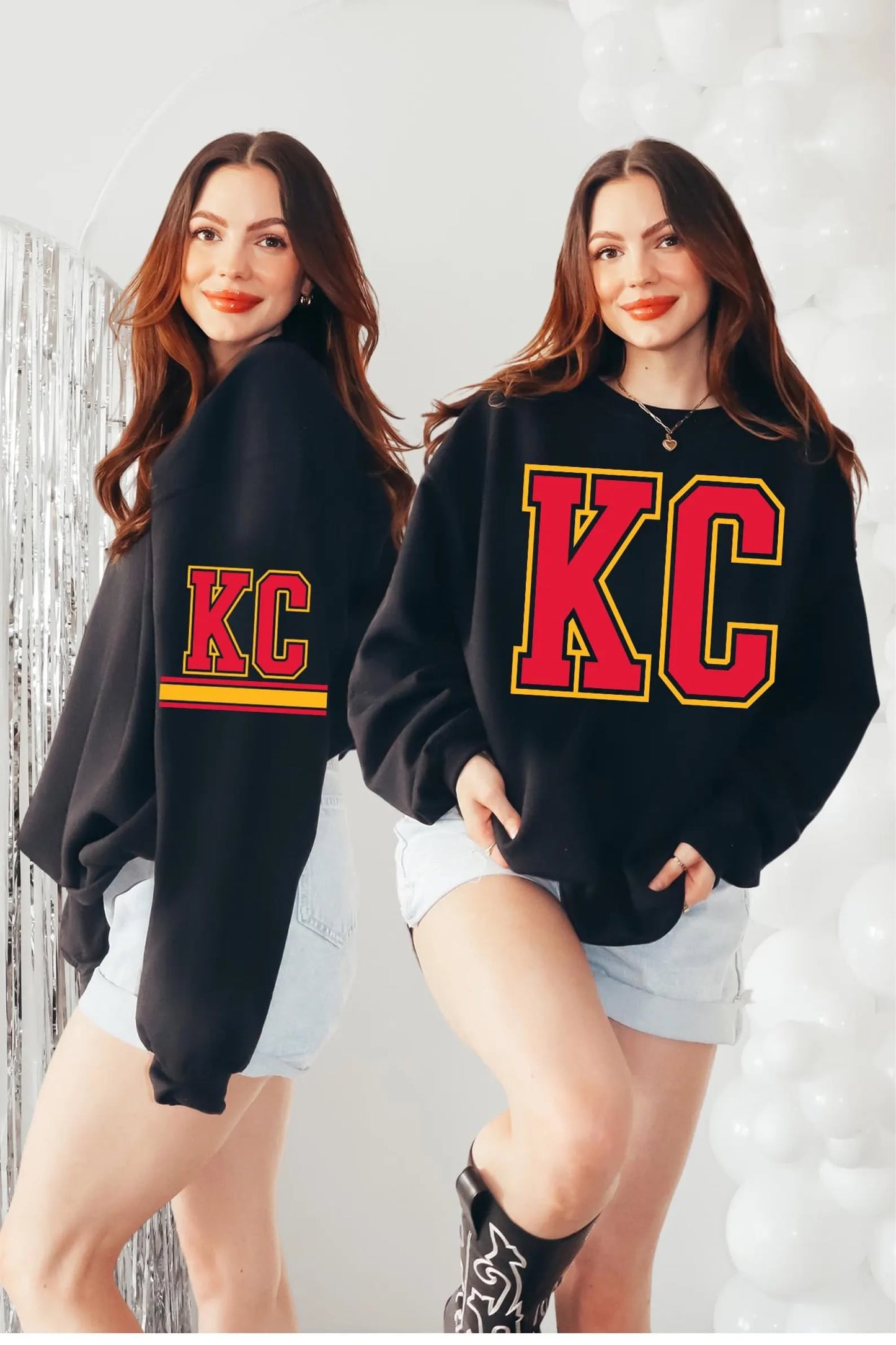 Red Gold KC With KC Sleeve Black Sweatshirt