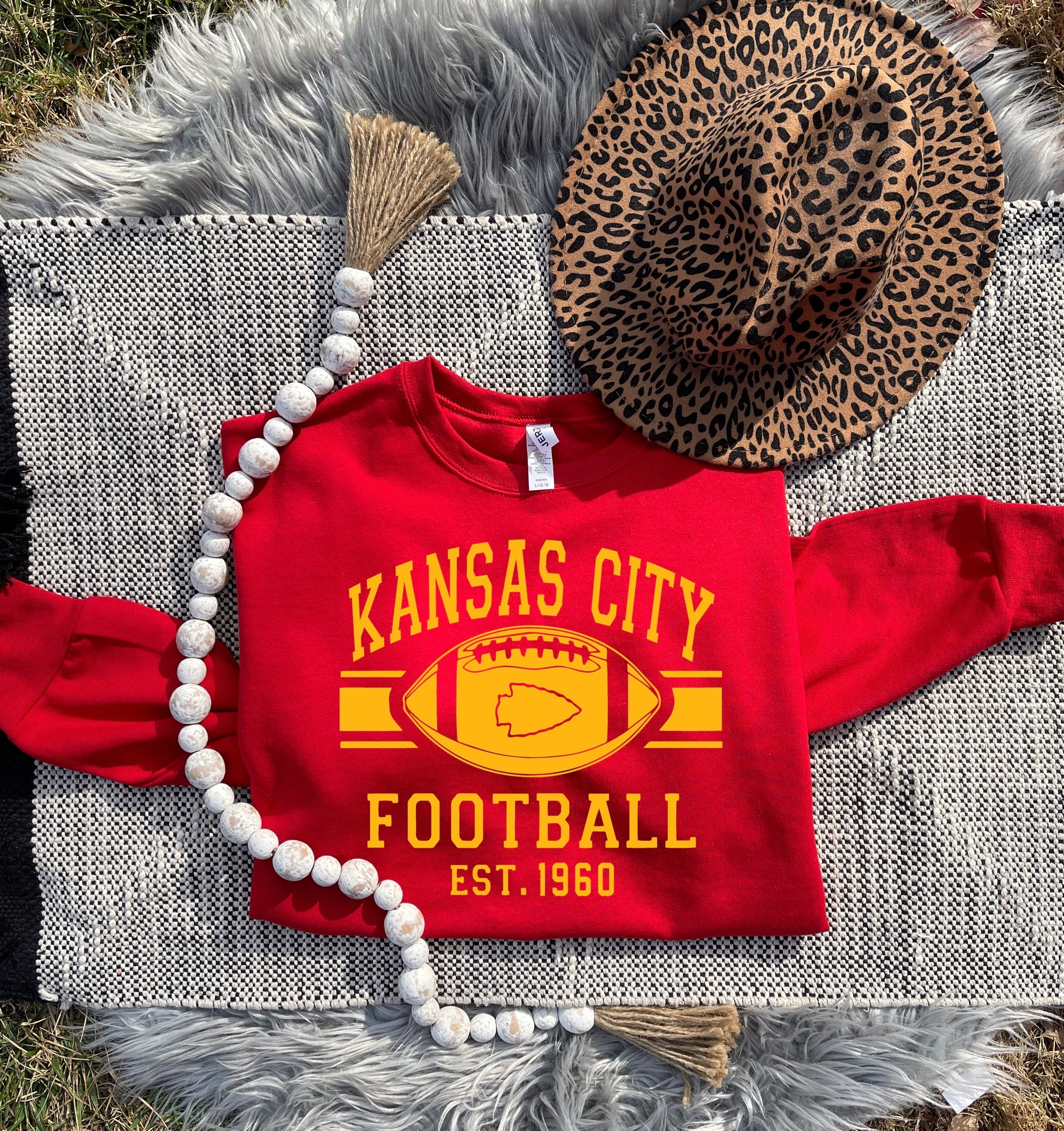 **HALFTIME DEAL** Solid Gold Kansas City Football Red Sweatshirt