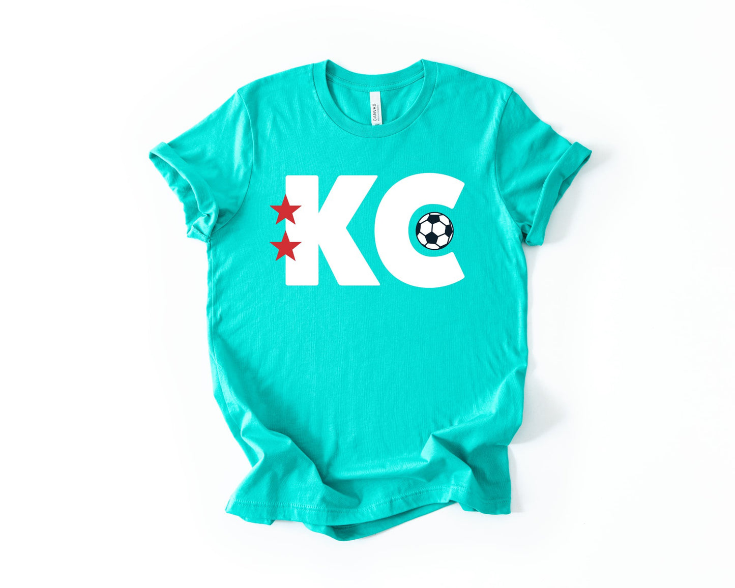 White KC Red Stars Teal Tee