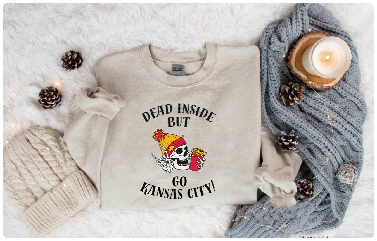 **HALFTIME DEAL** Dead Inside But Go Kansas City Sand Sweatshirt