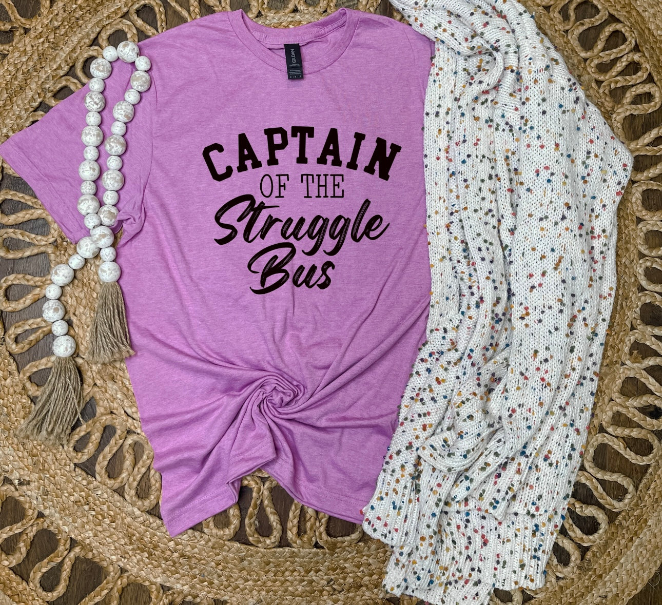 Captain Of The Struggle Bug Heather Orchid Tee