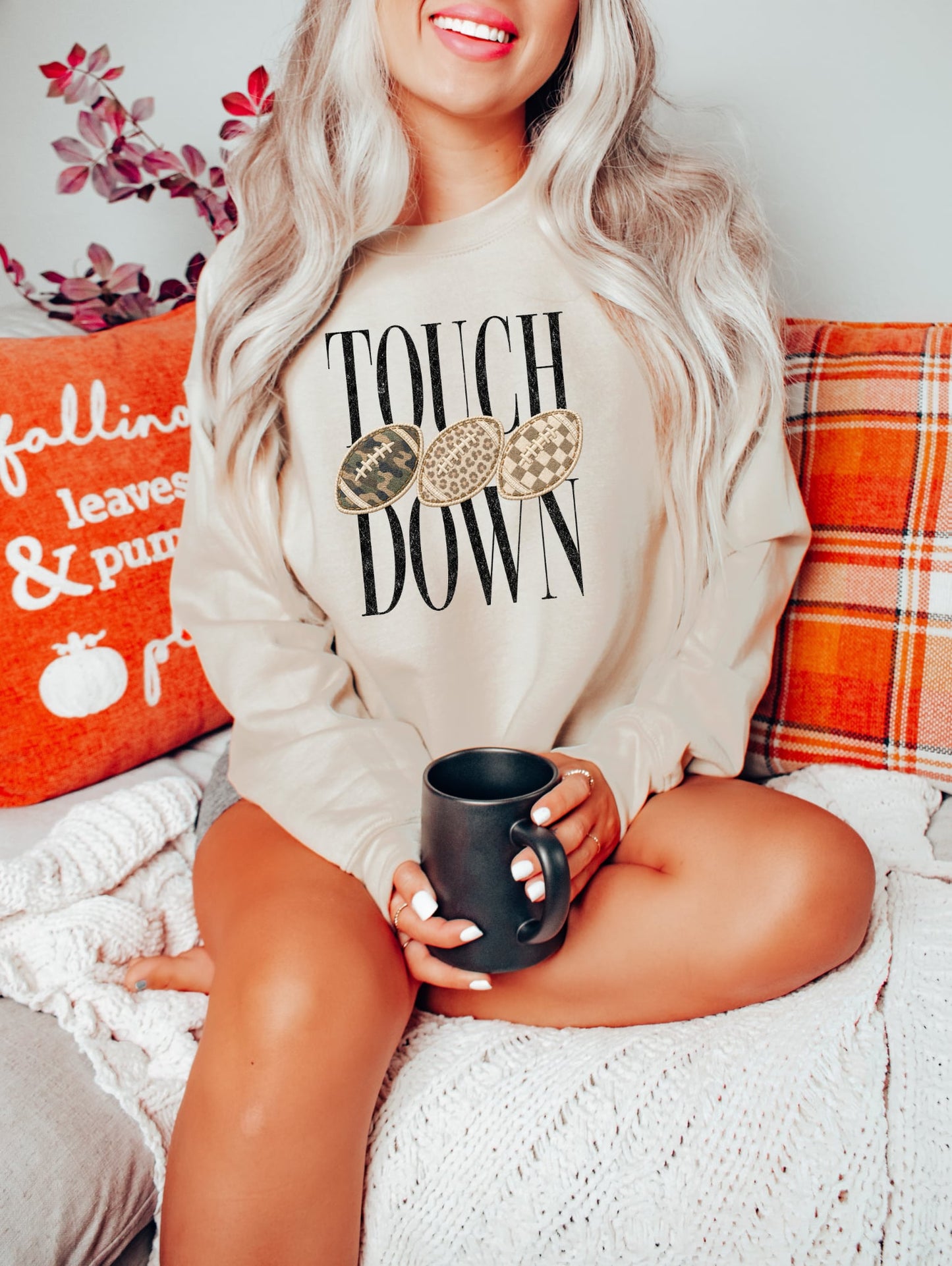 Triple Football Touchdown Season Sand Sweatshirt