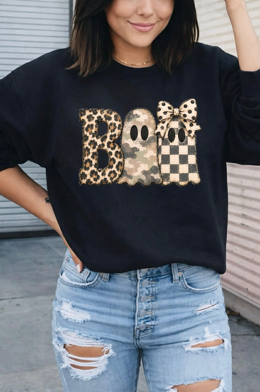Ditsy Boo Black Sweatshirt