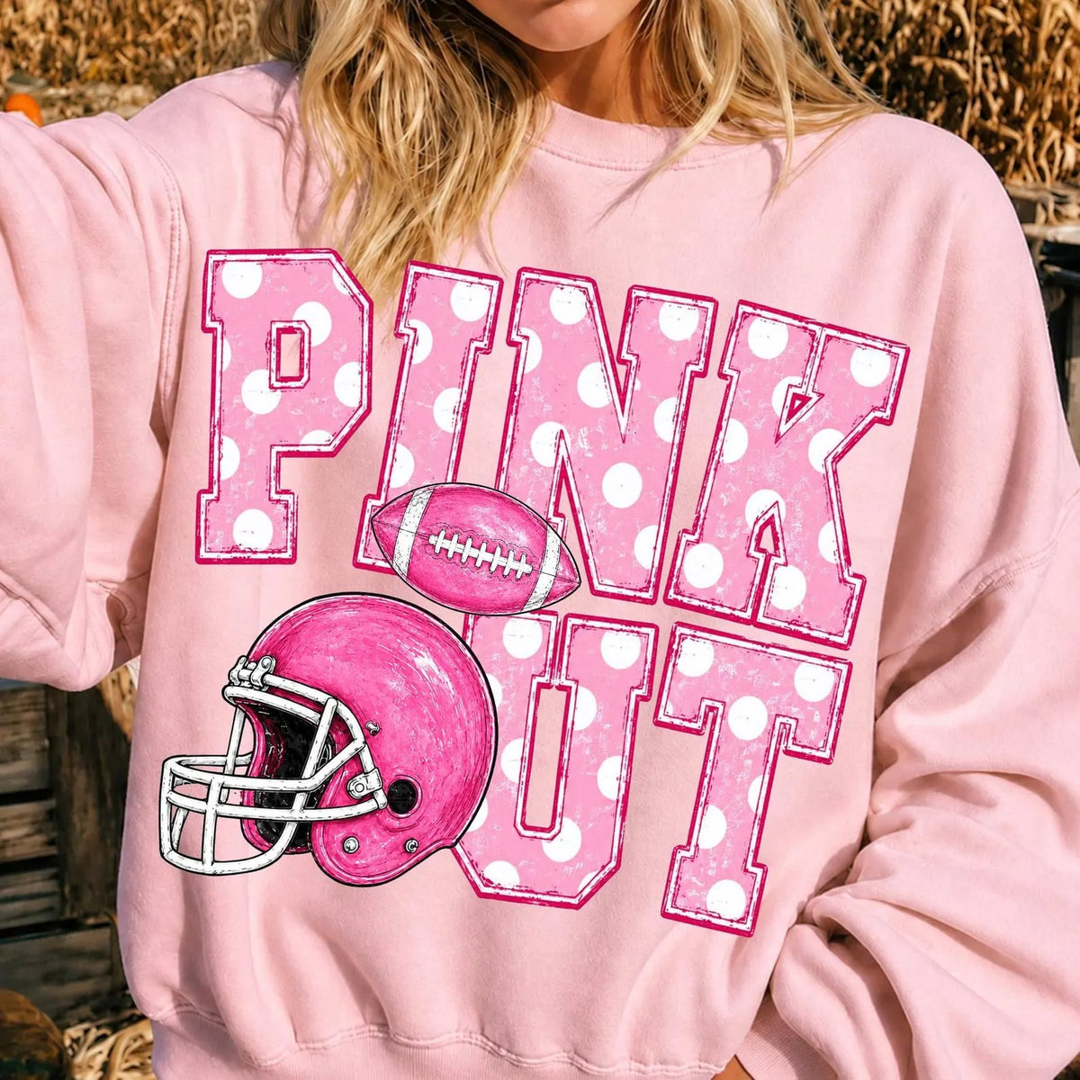 White Polka Dot Pink Out Light Pink Sweatshirt