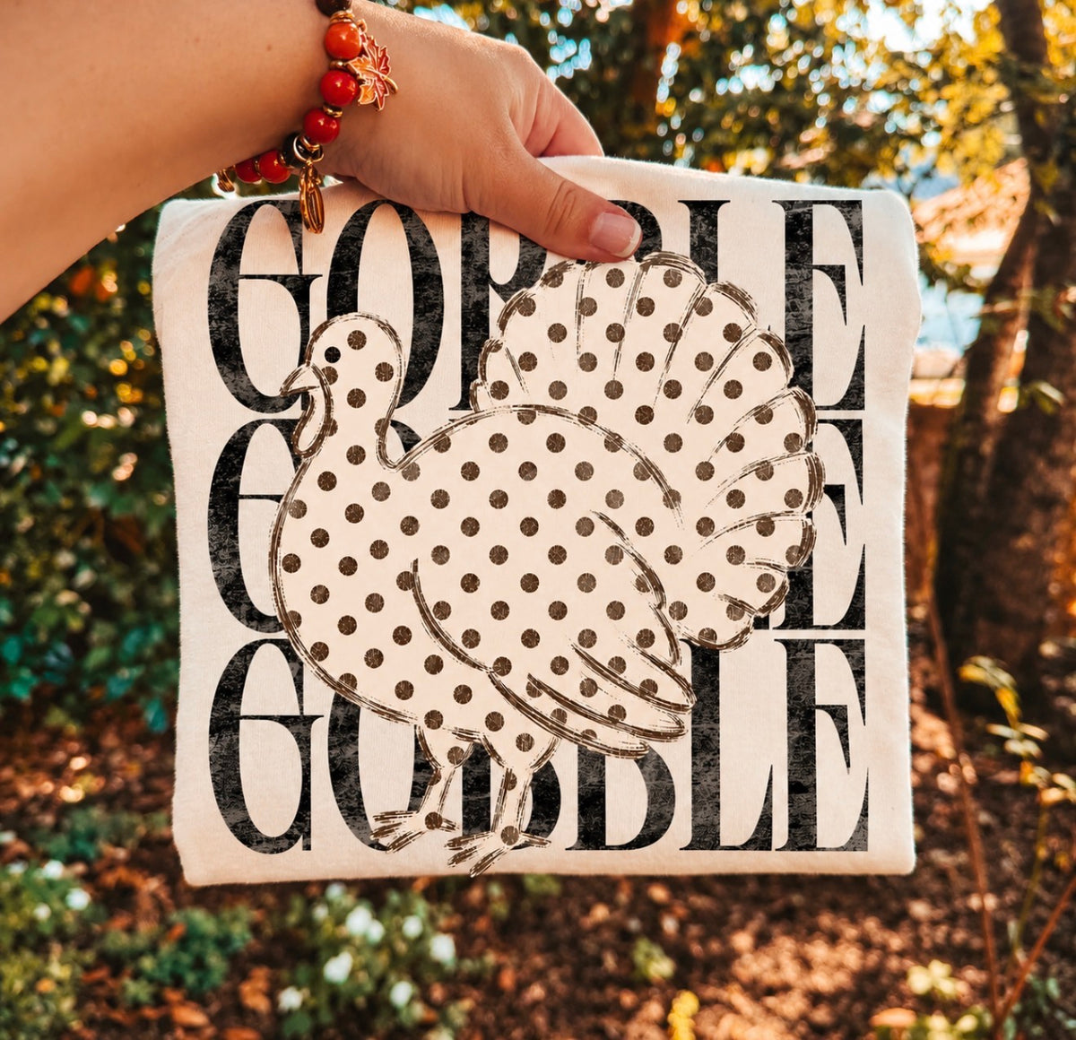 Spotted Turkey Gobble Repeat Ivory Tee **FINAL SALE**