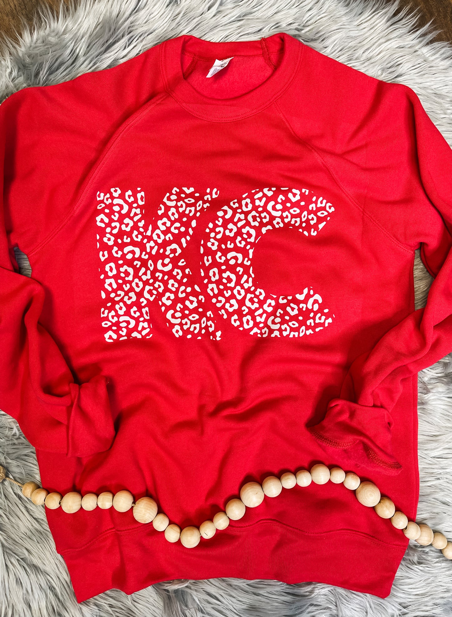White Leopard KC Red Bella Canvas Sweatshirt