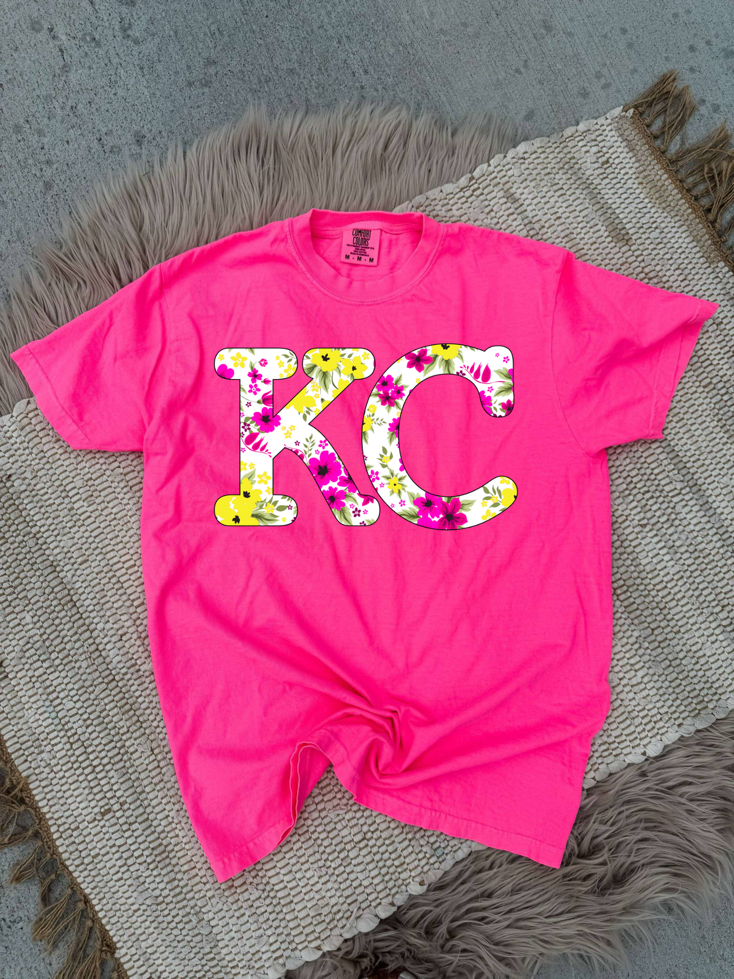 Summer Floral KC Neon Pink Tee