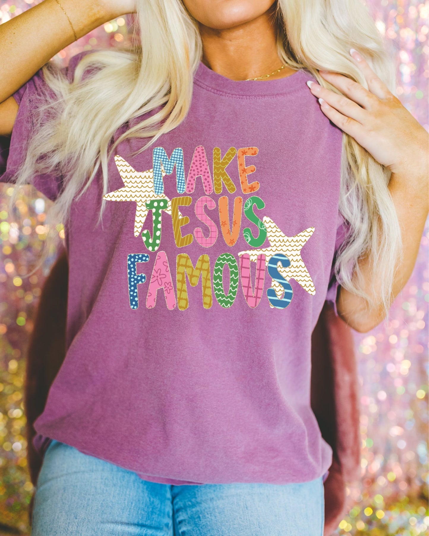 Stars Make Jesus Famous Berry Tee