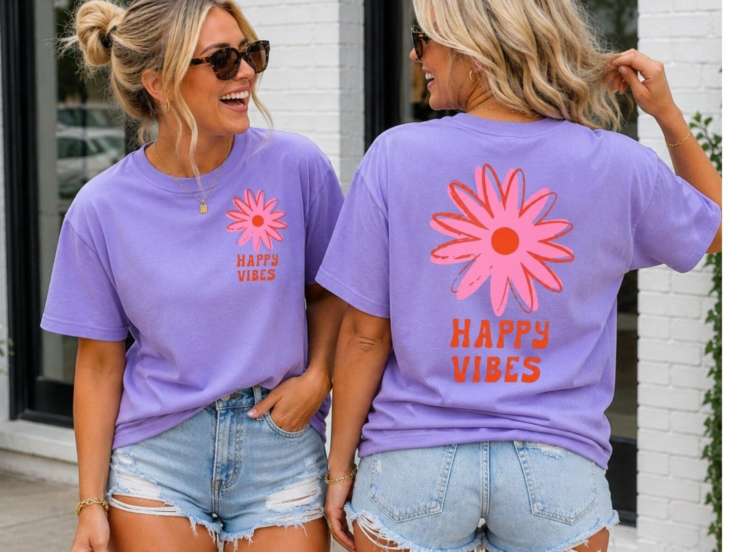 FRONT + BACK Happy Vibes Violet Tee