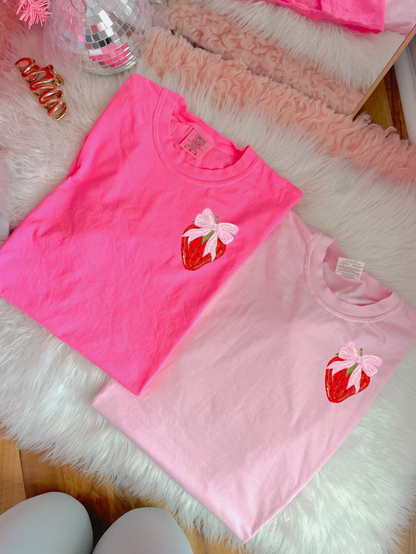 Left Chest Ditsy Strawberry Tee Option