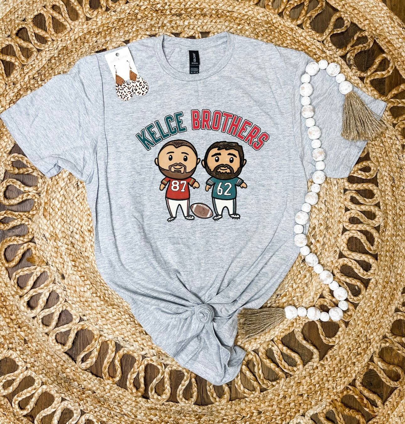 Kelce Brothers Emoji Design Sports Grey Gildan Softstyle Tee