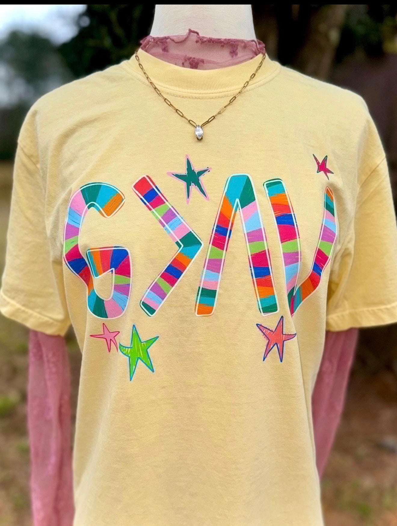 Stars & Striped God Is Greater Banana Tee