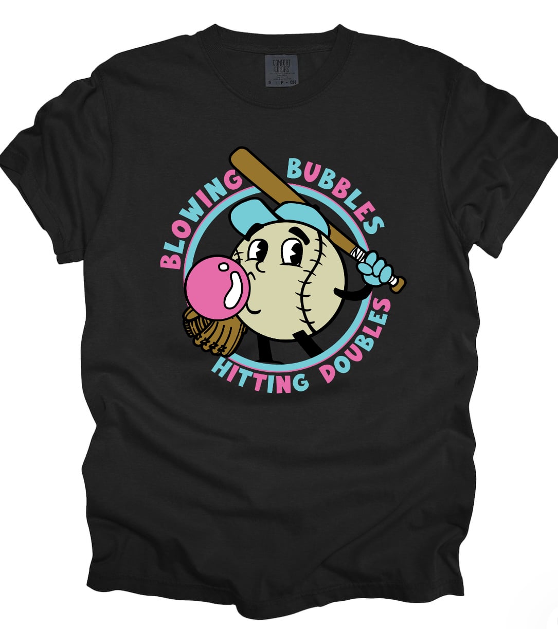 **YOUTH SIZES** Blowing Bubbles & Hitting Doubles Black Tee