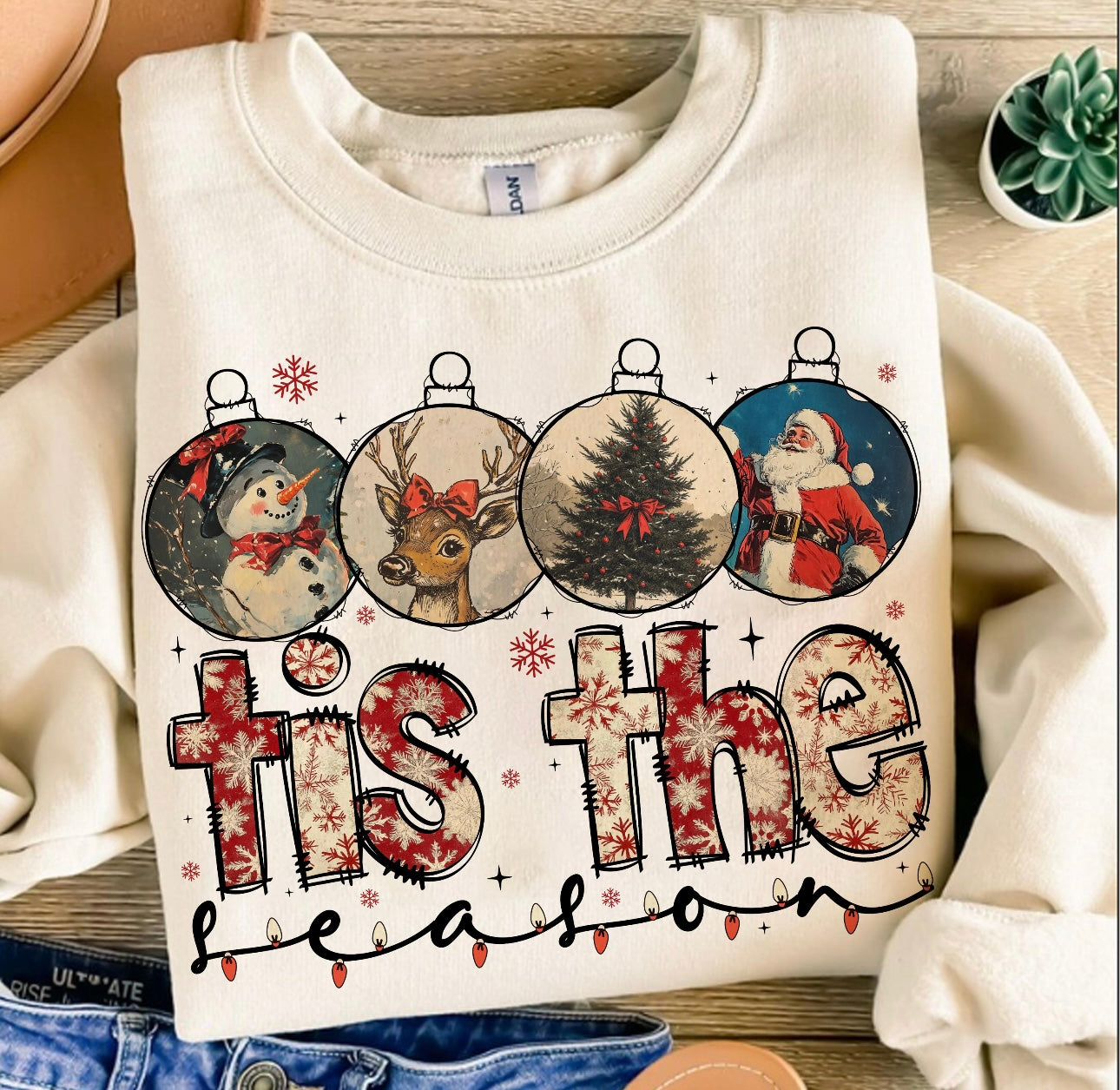 Christmas Bulbs Tis The Season Sand Sweatshirt