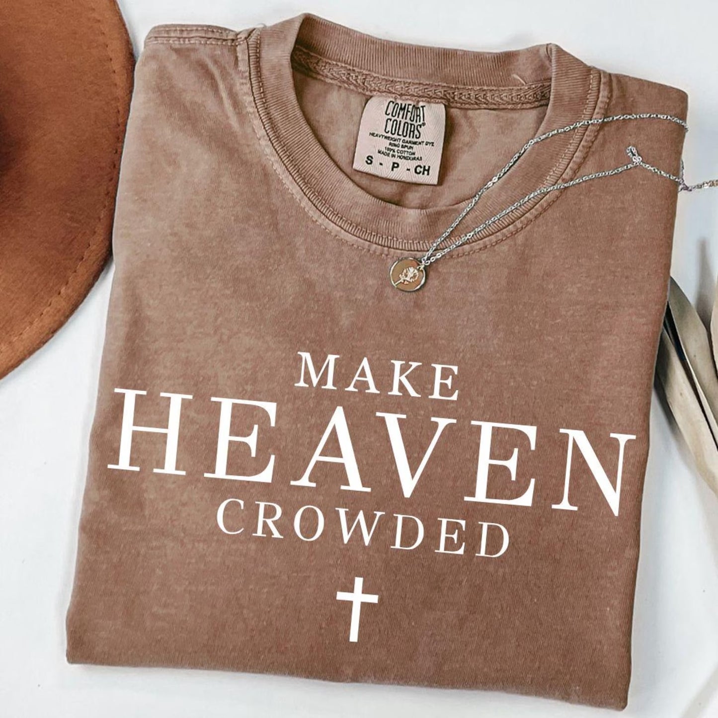 **DEAL PRICE** Make Heaven Crowded White Cross Espresso Tee