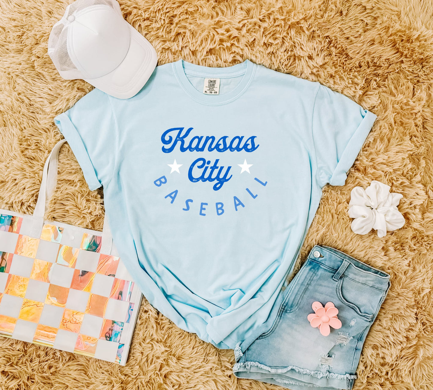 Kansas City Distressed Baseball Stars Chambray Tee