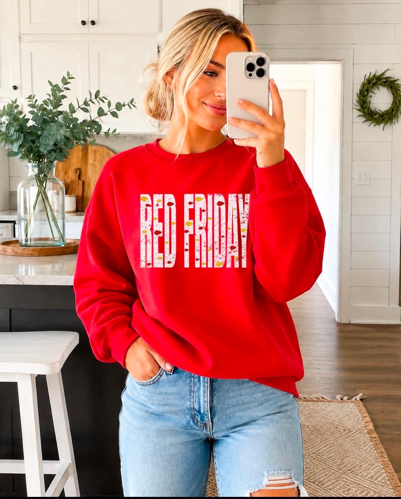 **DEAL OF THE DAY** Red & Gold Arrowhead Red Friday Red Sweatshirt