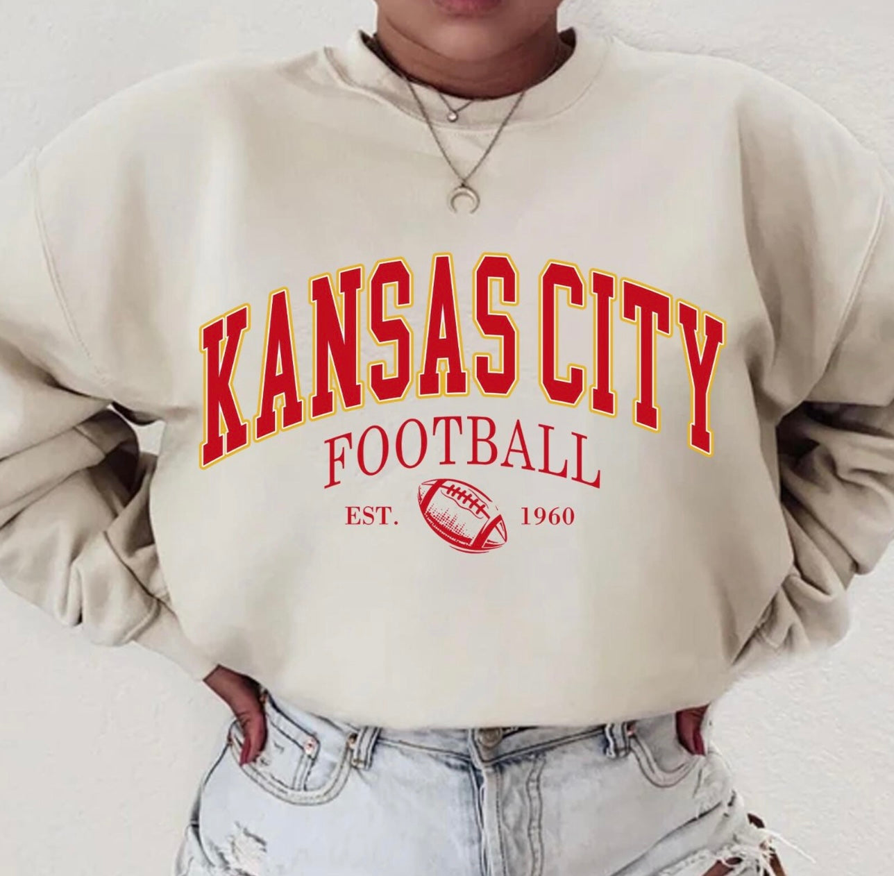 **HALFTIME DEAL** Arched Kansas City Football Sand Sweatshirt