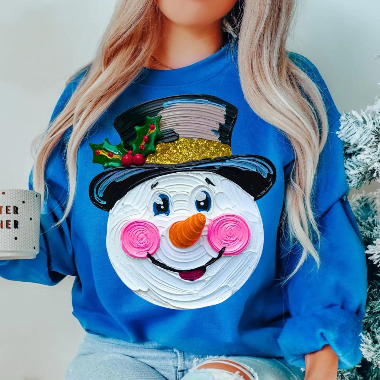 Painted Snowman Sapphire Sweatshirt