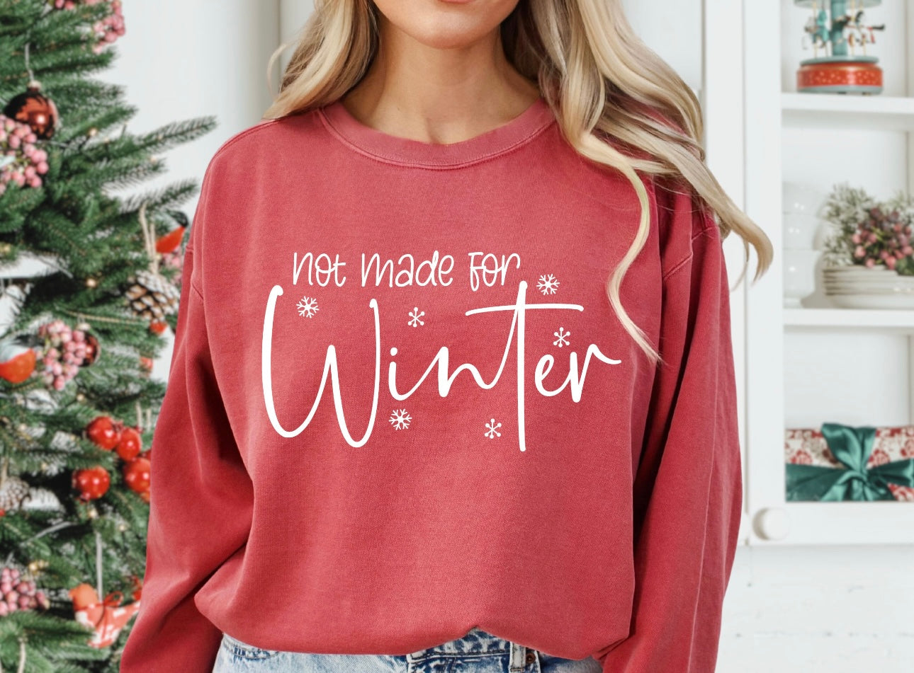 White Not Made For Winter Heather Red Sweatshirt