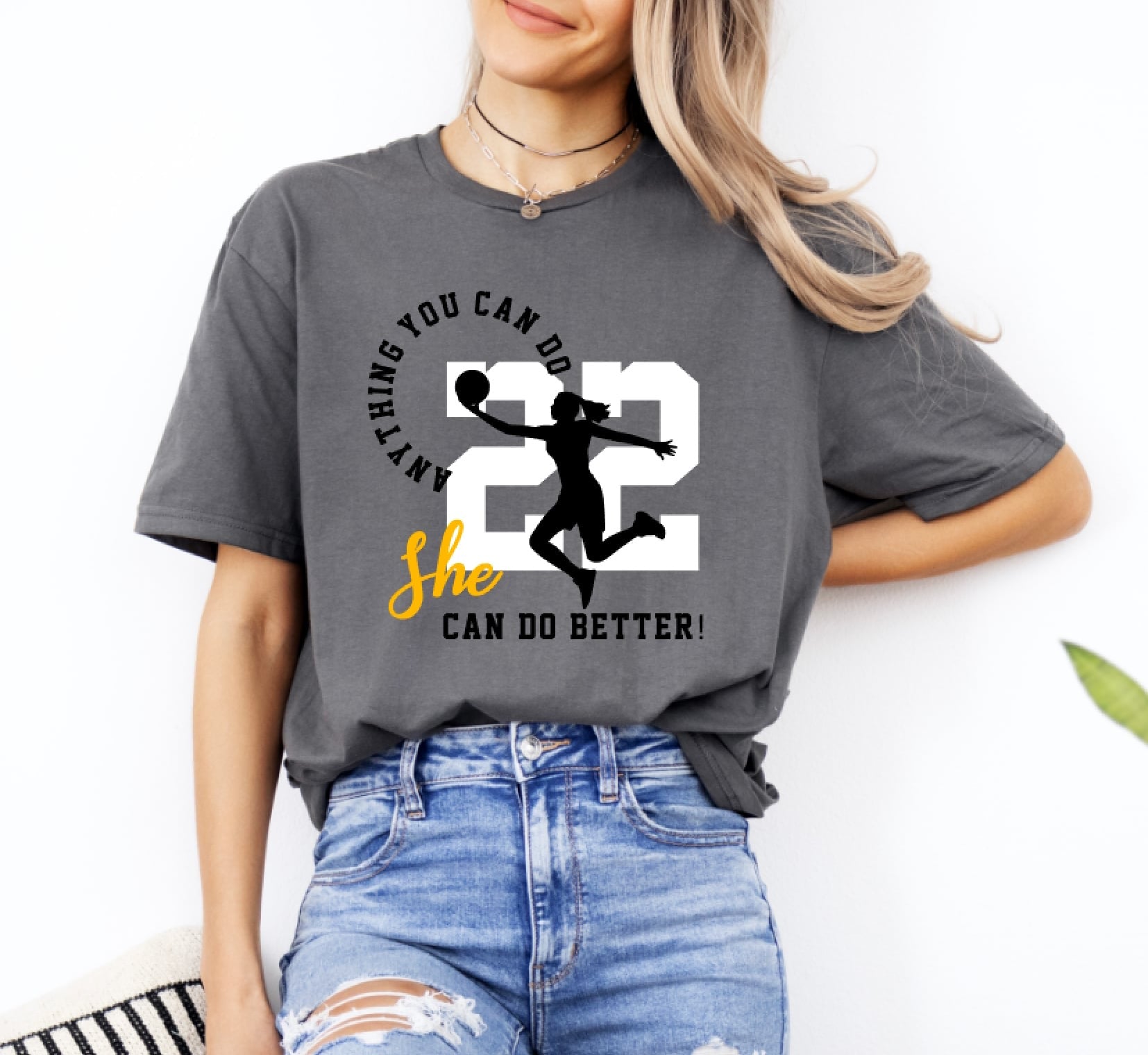 Anything You Can Do She Can Do Better Charcoal Tee
