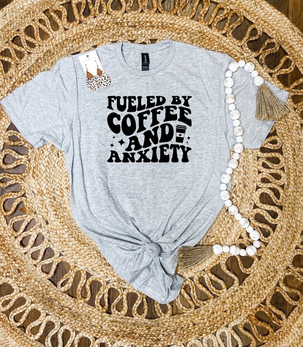 **PINK FRIDAY DEAL** Fueled By Coffee And Anxiety Heather Grey Tee