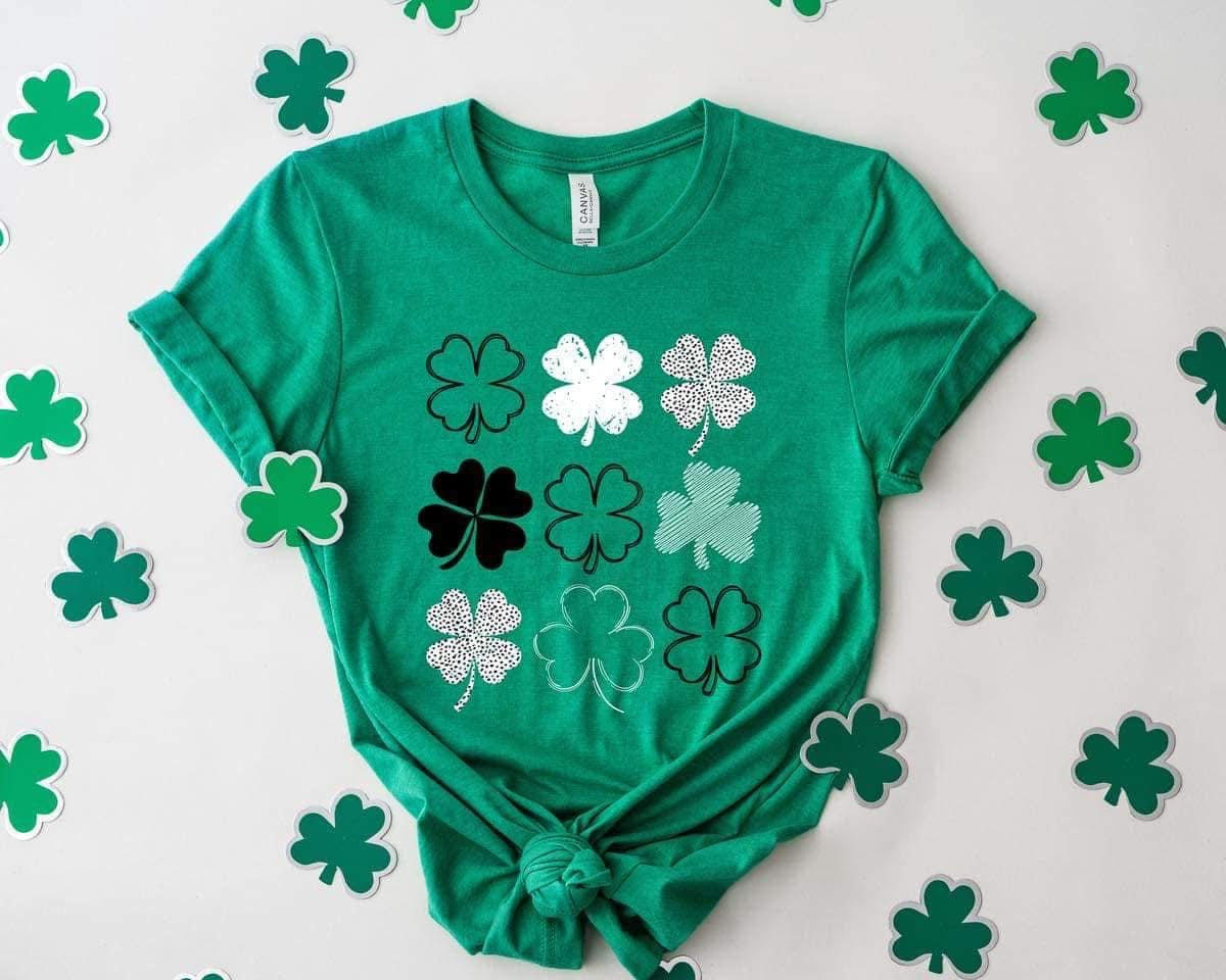 **DEAL OF THE DAY** Clover Collage Heather Green Tee