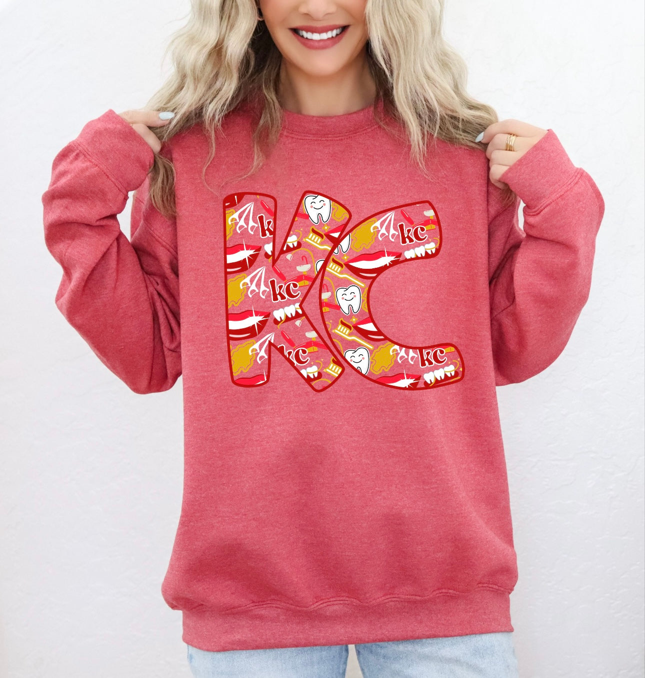 KC Block Dental Design Heather Red Sweatshirt