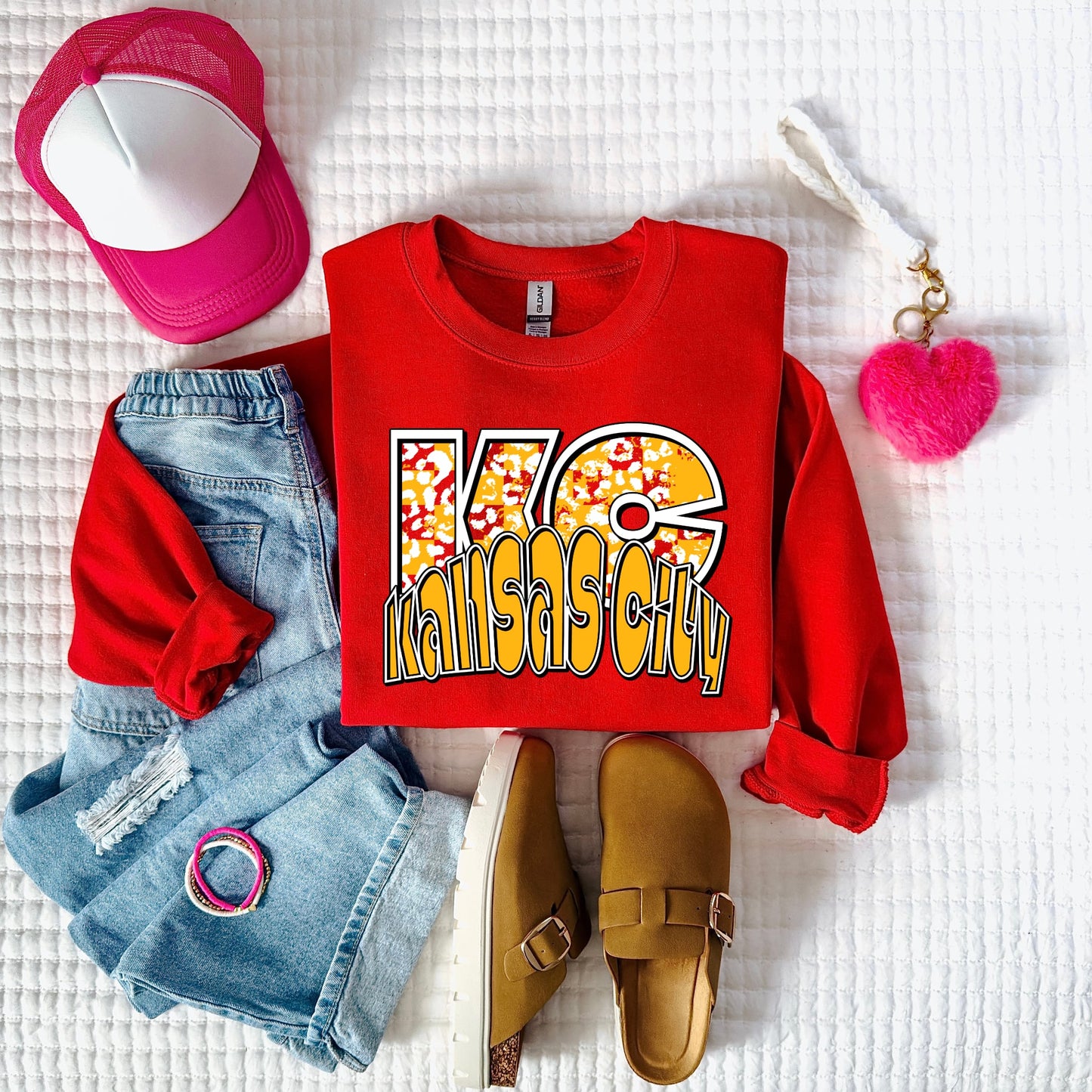 **HALFTIME DEAL** Kansas City Checker KC Leopard Red Sweatshirt