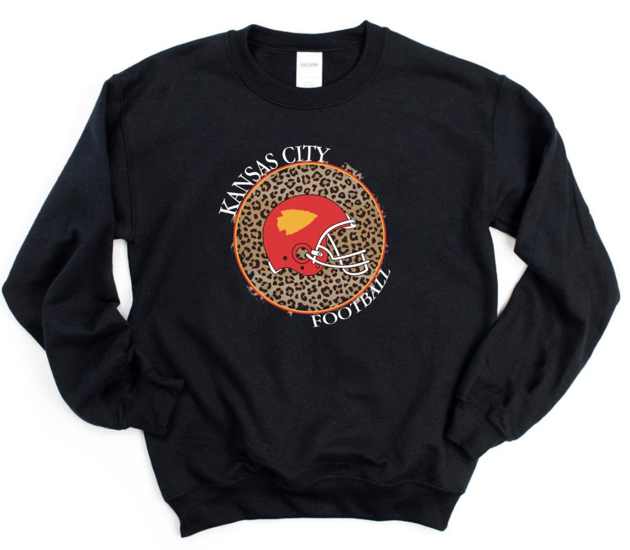 **HALFTIME DEAL** Kansas City Football Leopard Circle Black Sweatshirt