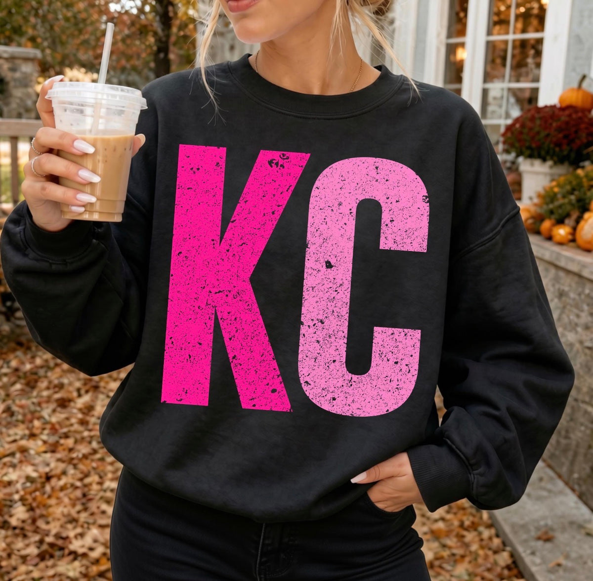 **HALFTIME DEAL** Two Tone Pink KC Black Sweatshirt