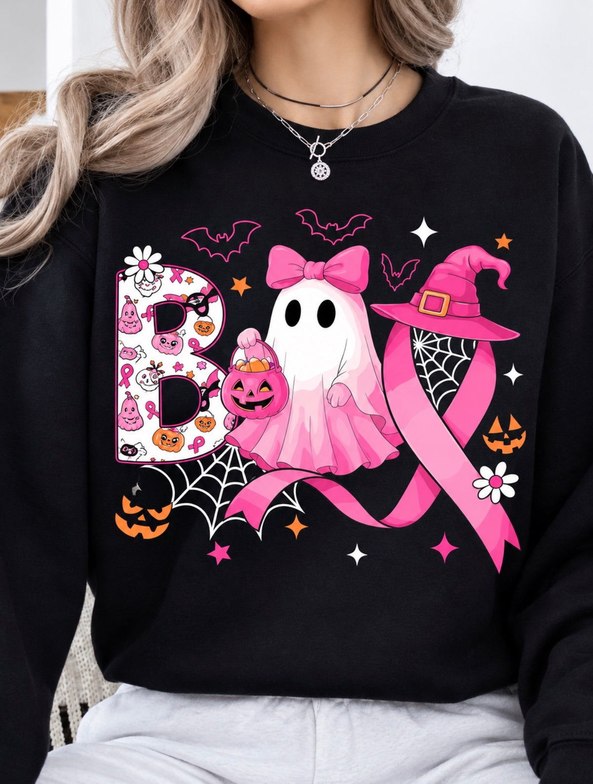 Boo Ribbon Black Sweatshirt