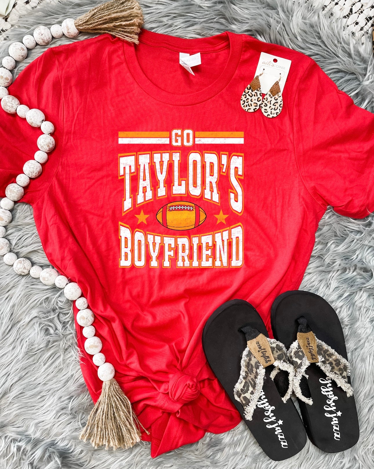 **HALFTIME DEAL** Lined Go Taylors Boyfriend Red Tee