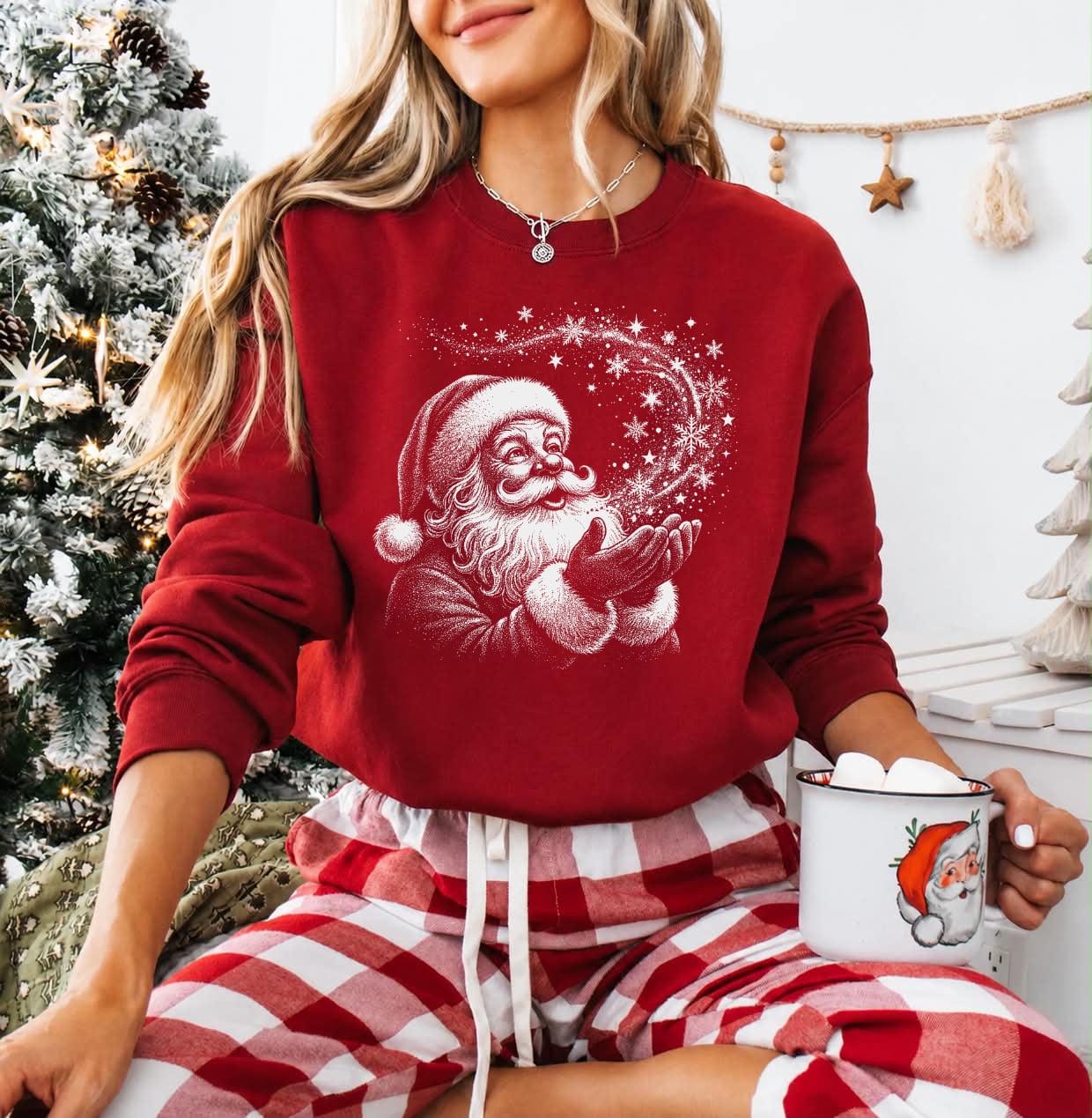 **CHRISTMAS IN JULY** A Little Christmas Magic Antique Red Sweatshirt