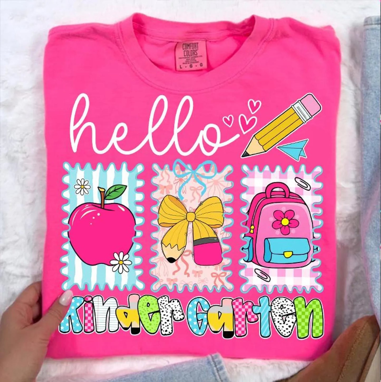 **BACK TO SCHOOL** Hello Grade Neon Pink Tee